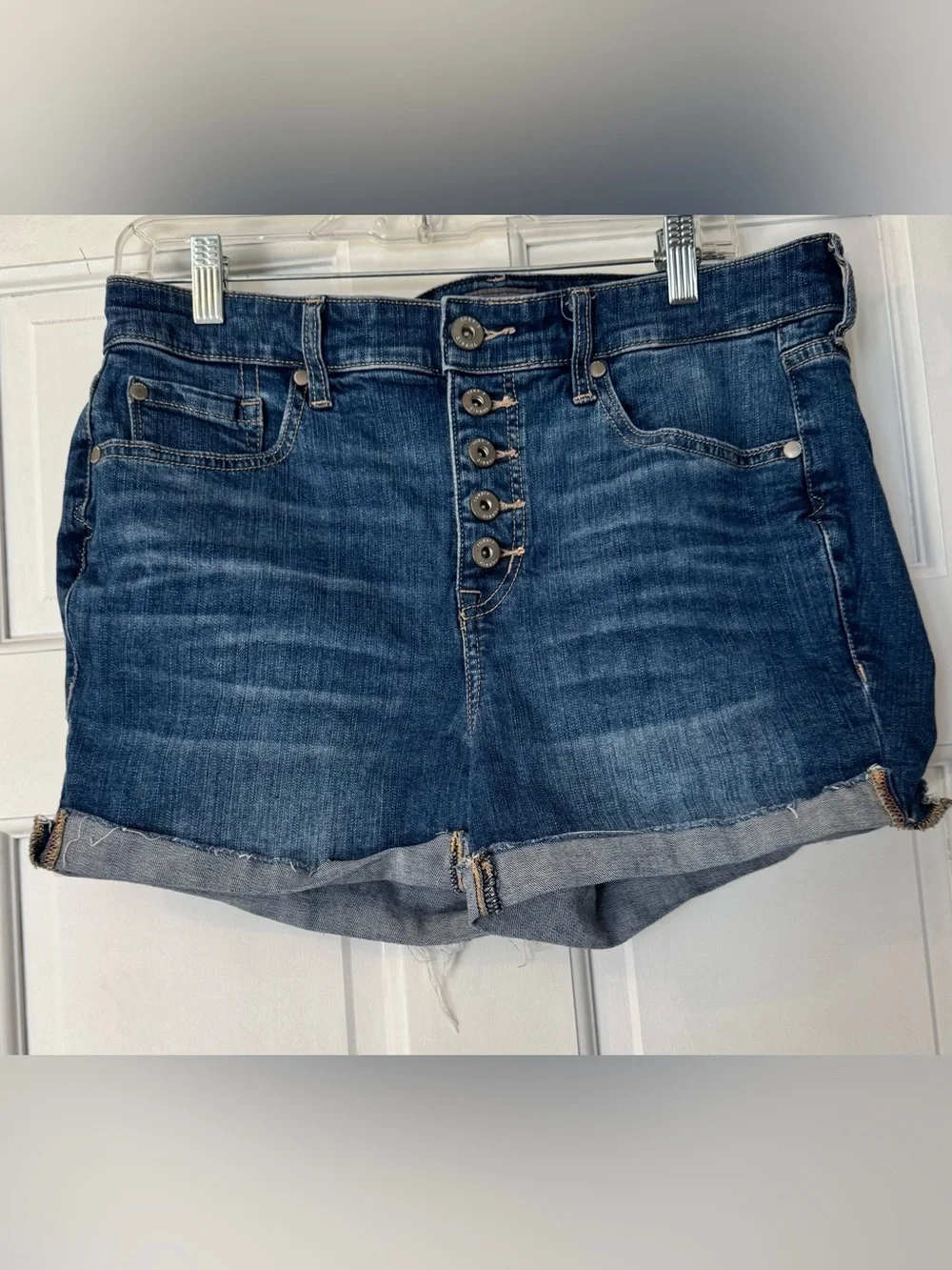 torrid Blue Denim Button-Front High-Rise Jean Shorts